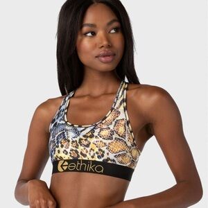 Ethika Golden Twist Sports Bra XS Leopard Animal Print
